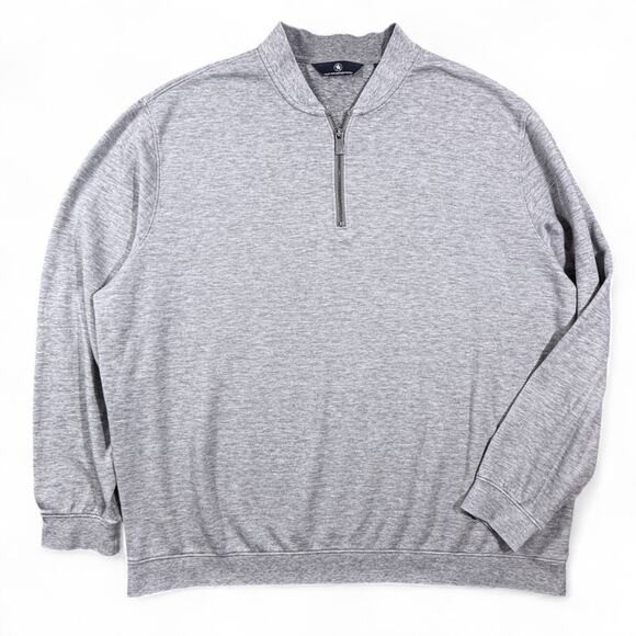 Hart Schaffner Marx Quarter Zip Knit Pullover Mens XL Classic Preppy Henley Gray - Picture 2 of 7